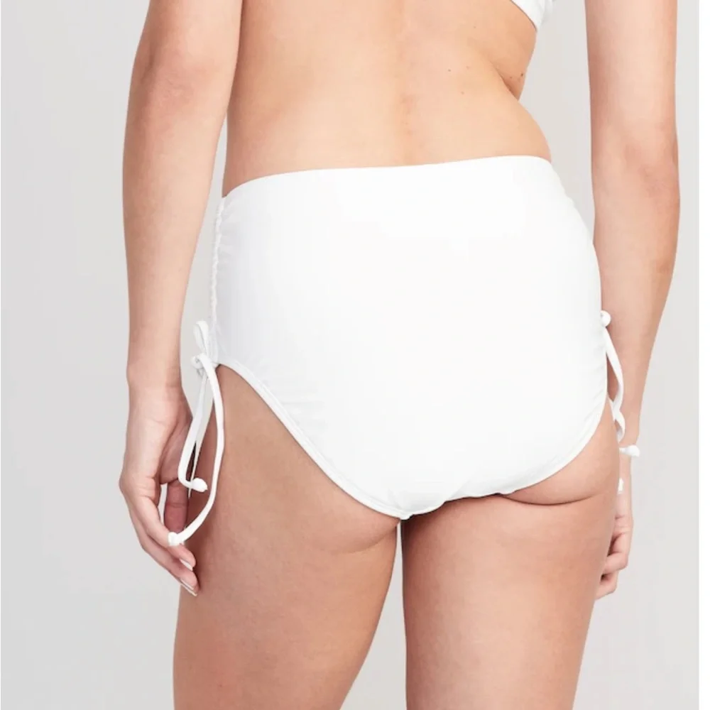 🆕 Old Navy Women’s High-Waisted Tie-Cinched Bikini Swim Bottoms White M 8-10 - Picture 2 of 13